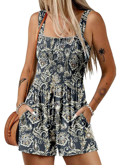 ⏰Heißer Verkauf 50% Rabatt💃Ärmelloser, lockerer, lässiger Sommer-Overall mit Smock-Details💕