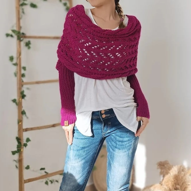 🥰HOT SALE🥰Women’s Knitted Cut-Out Shawl Poncho Wrap