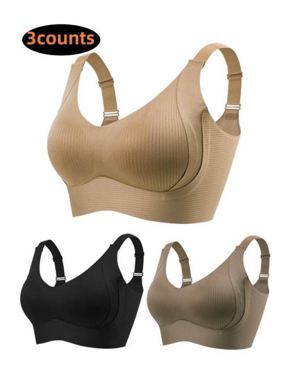 🎁Kaufen Sie 1 und erhalten Sie 3 Packungen💕Gerippter Push-up-BH für Frauen, verstellbar, kabellos💃