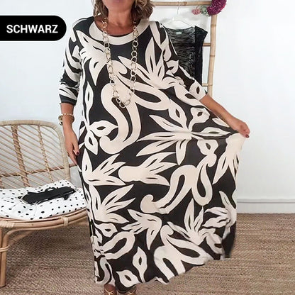 💖Elegantes, lockeres Damenkleid mit Rundhalsausschnitt und Aufdruck