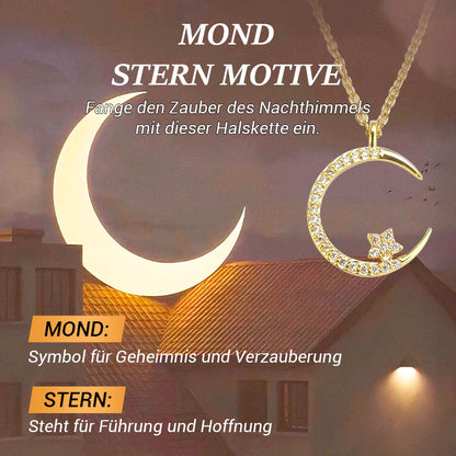 🔥Geschenk für Frauen💕Funkelnde Mond & Stern Halskette🌙✨