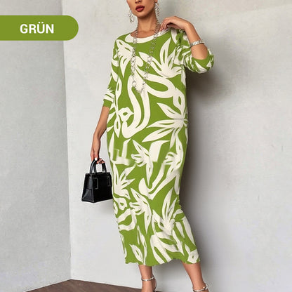 💖Elegantes, lockeres Damenkleid mit Rundhalsausschnitt und Aufdruck