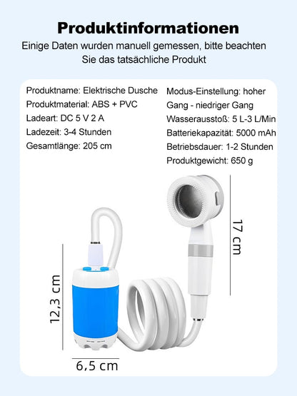 🚿 🔥 Tragbare Campingdusche mit einstellbarem Durchfluss - für eine einfache und bequeme Reinigung im Freien!