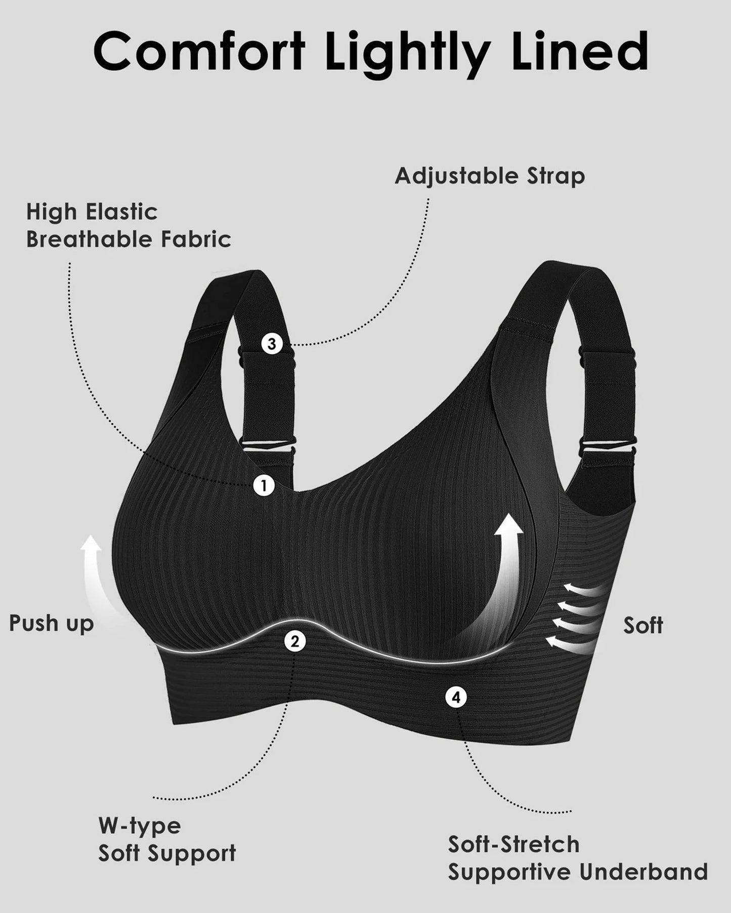 🎁Kaufen Sie 1 und erhalten Sie 3 Packungen💕Gerippter Push-up-BH für Frauen, verstellbar, kabellos💃