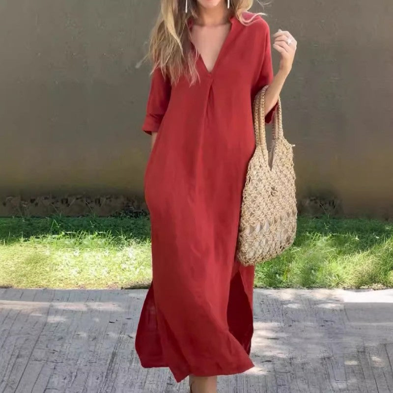 40% OFF🔥Elegant V-Neck Slit Dress