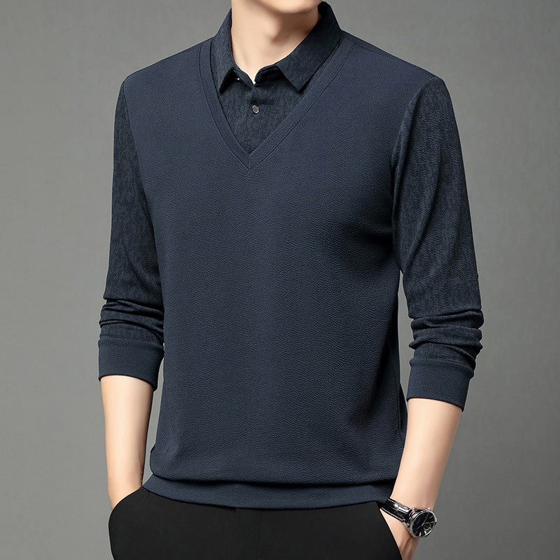 🎁Men's Faux 2-Piece Long Sleeve Shirt