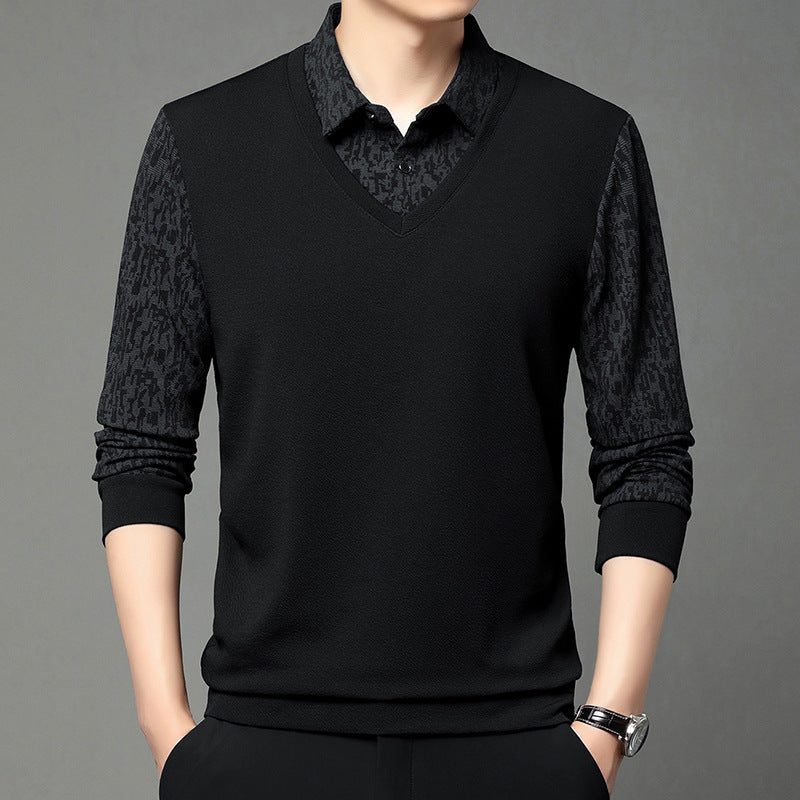 🎁Men's Faux 2-Piece Long Sleeve Shirt