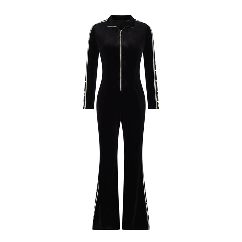 Women's Zip-Up Bell Bottom Jumpsuit