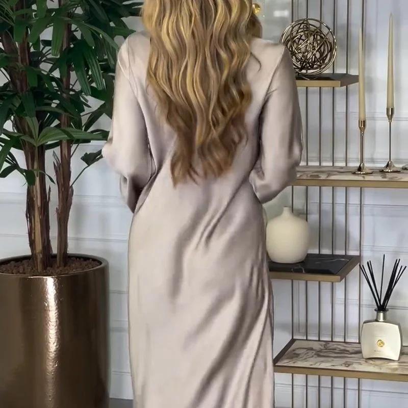 Was soll ich morgen anziehen?🔥Elegantes, glänzendes Maxikleid für Damen