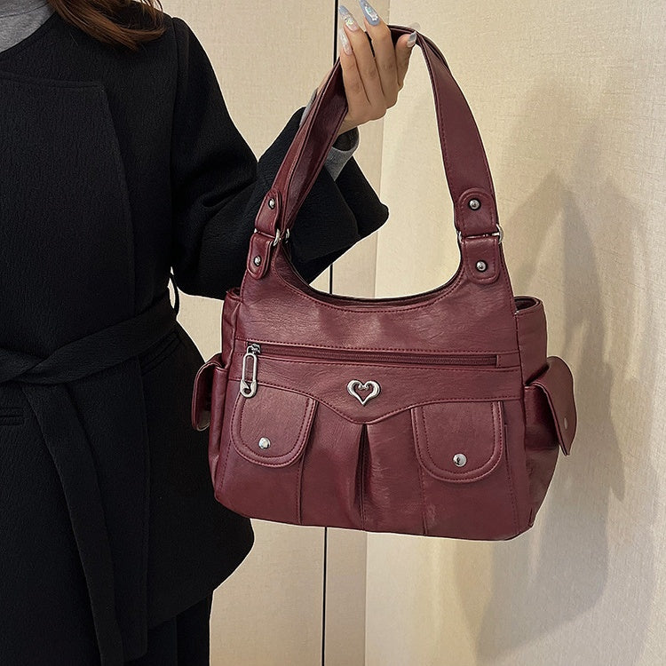 Damen-Tragetasche aus weichem Leder mit mehreren Taschen💗💗Extra großes Fassungsvermögen für all Ihre Habseligkeiten