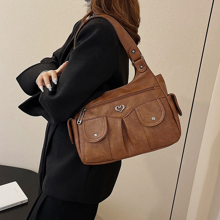 Damen-Tragetasche aus weichem Leder mit mehreren Taschen💗💗Extra großes Fassungsvermögen für all Ihre Habseligkeiten