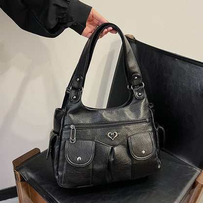 Damen-Tragetasche aus weichem Leder mit mehreren Taschen💗💗Extra großes Fassungsvermögen für all Ihre Habseligkeiten