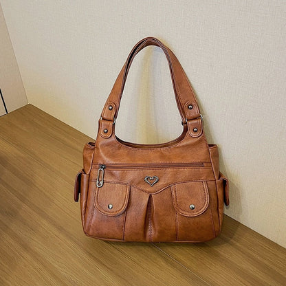 Damen-Tragetasche aus weichem Leder mit mehreren Taschen💗💗Extra großes Fassungsvermögen für all Ihre Habseligkeiten