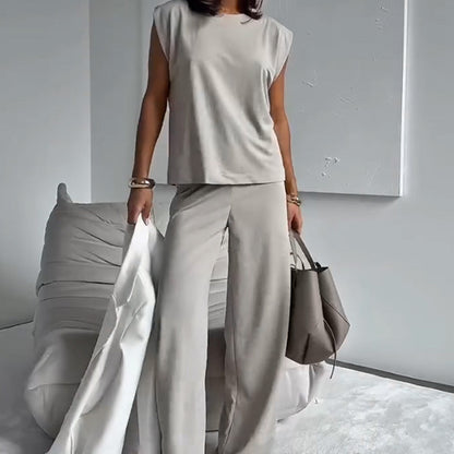 🔥Damen T-Shirt und weit geschnittene Hose, 2-teilig