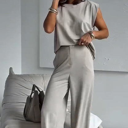 🔥Damen T-Shirt und weit geschnittene Hose, 2-teilig