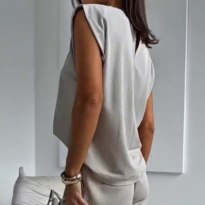 🔥Damen T-Shirt und weit geschnittene Hose, 2-teilig