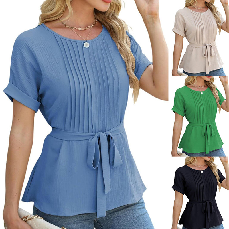 Women’s Tie Waist Peplum Top