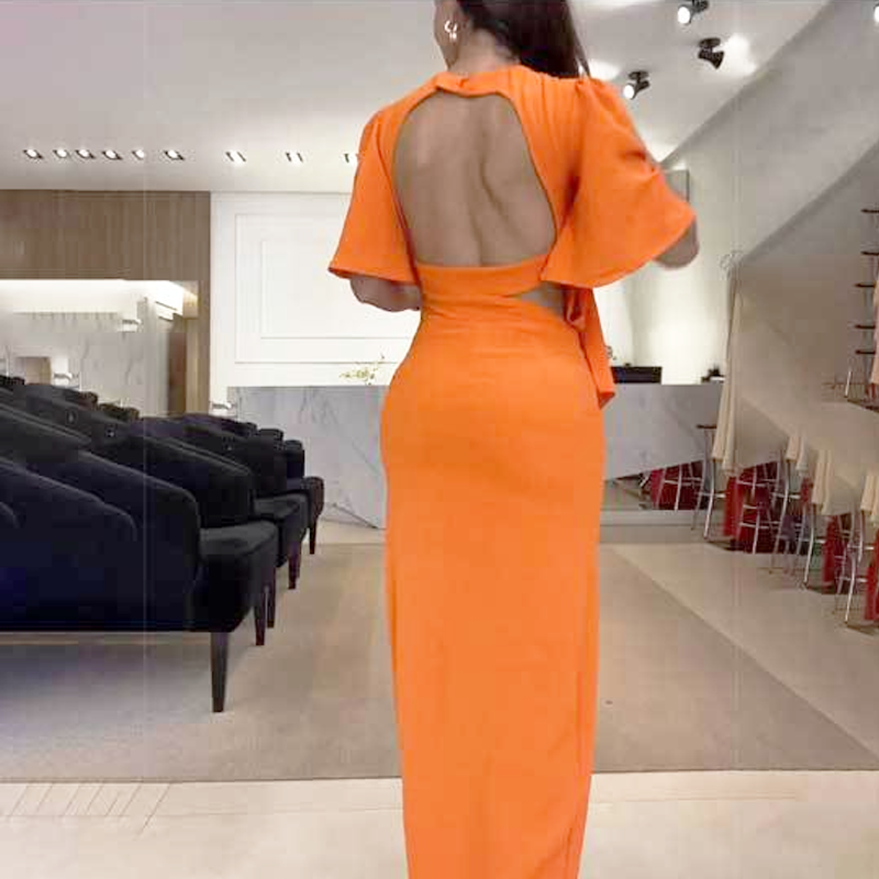 🩷🔥Backless Midi Dress with Waist Cutout and Slit