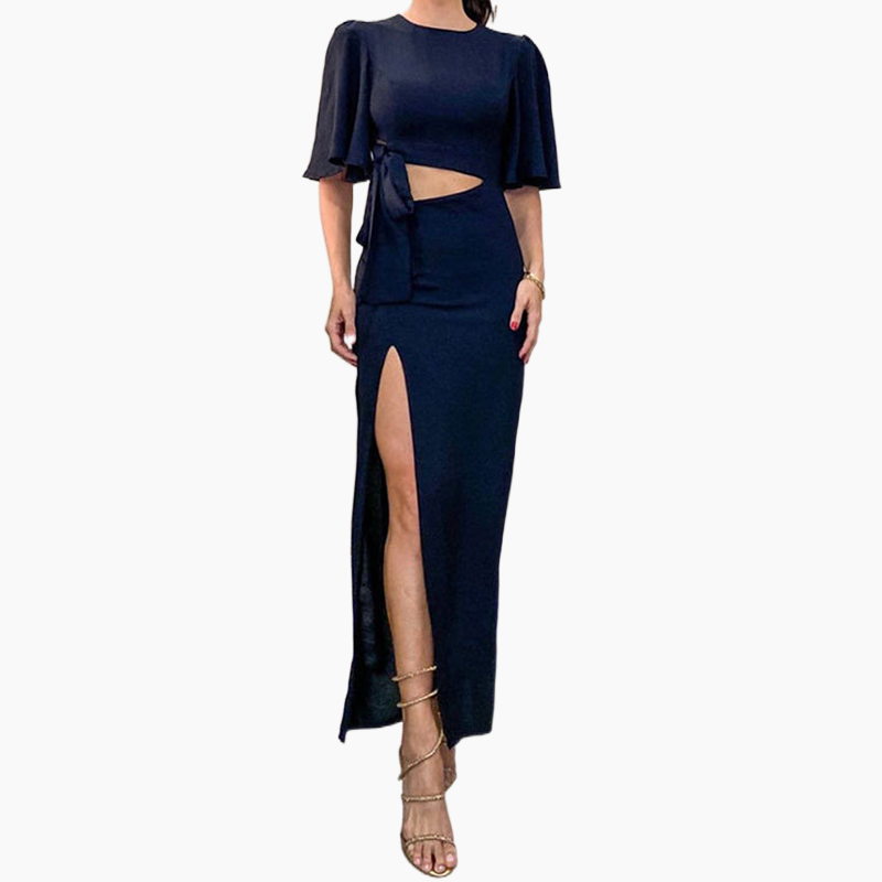 🩷🔥Backless Midi Dress with Waist Cutout and Slit