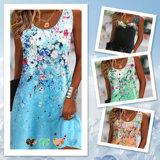 🔥 Sommer-Sale: 23€ sparen!🌸 Ärmelloses Blumenkleid für Frauen – Leicht & stylisch!💃