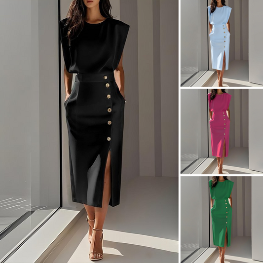 🌸💐Elegantes Midikleid mit Schlitz für Damen